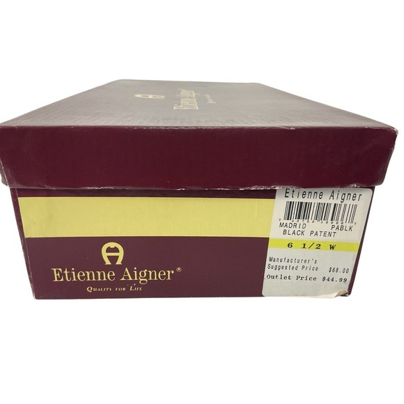 Etienne Aigner Black Patent Shoes Size 6.5 With a 1.5” Heel Shoes Original Box - Picture 9 of 9
